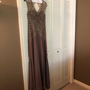 Formal beaded dress size 4, tan